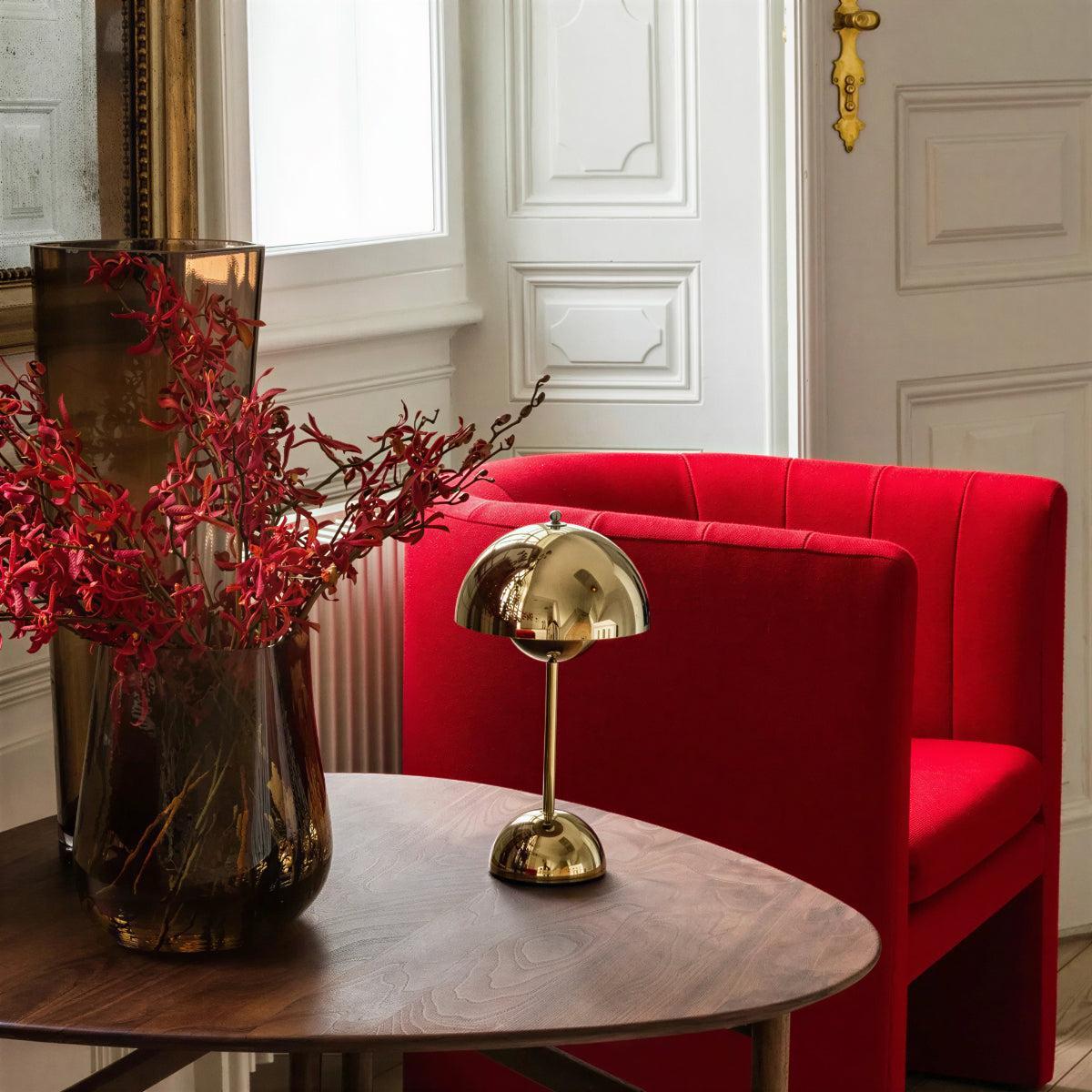 Mushroom Designed Cordless Battery Operated Rechargeable Dining Table Lamp With Touch Control