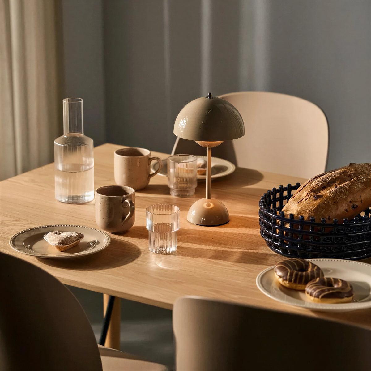 Mushroom Designed Cordless Battery Operated Rechargeable Dining Table Lamp With Touch Control