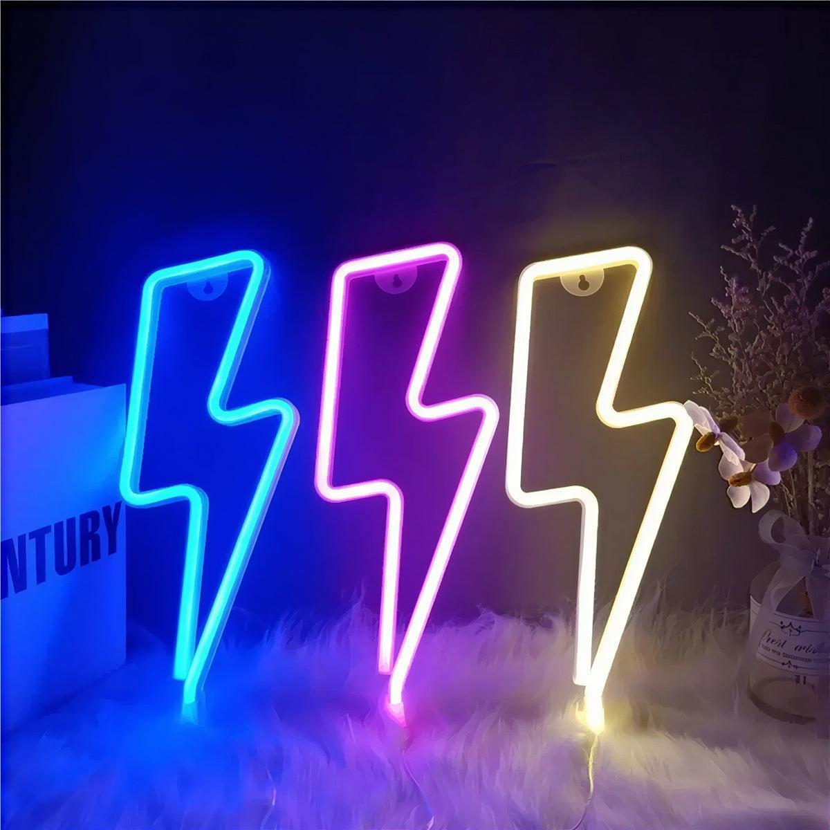 Neon Lightning Bolt Wall Light For Aesthetic Decor Lighting