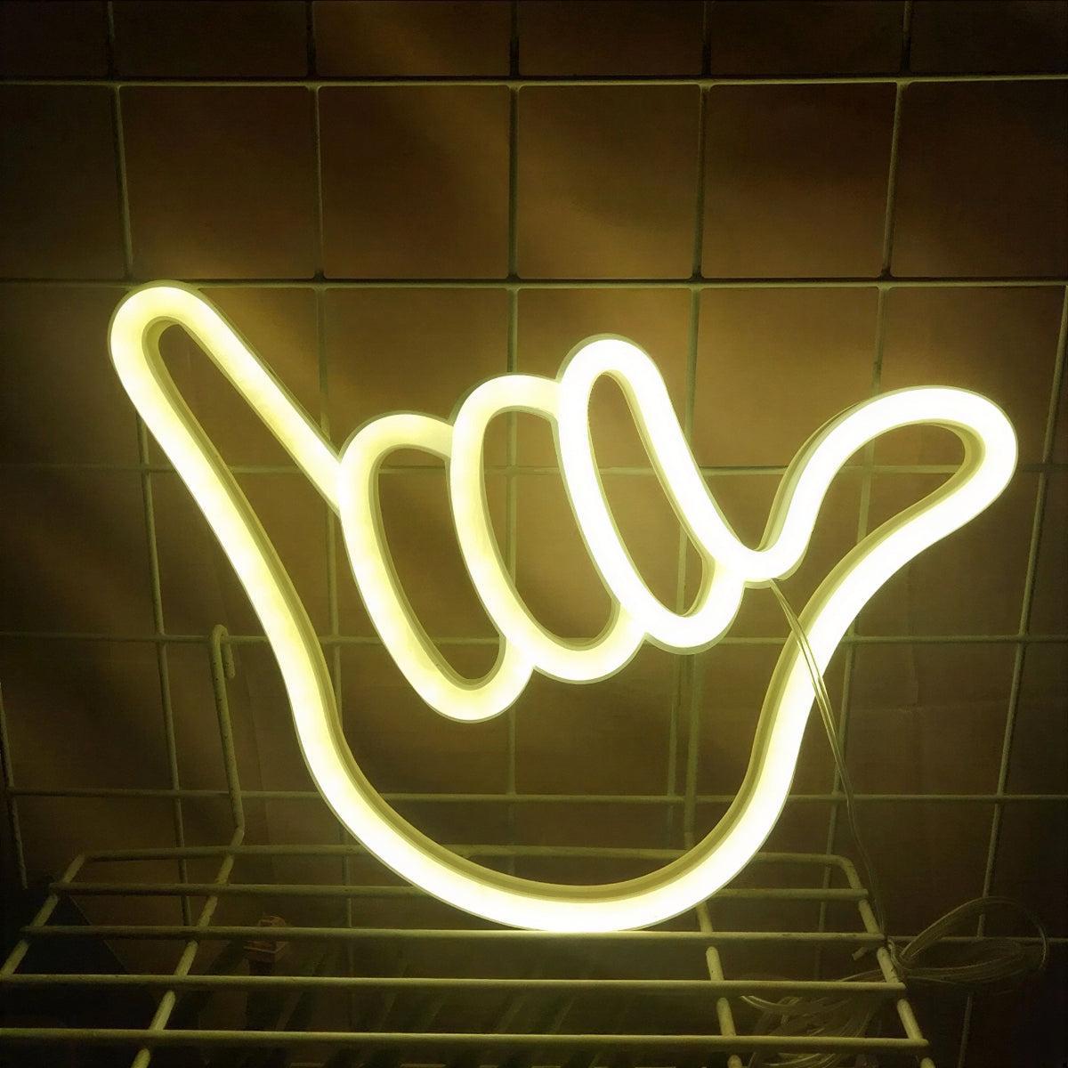 Neon Wall Light For Aesthetic Room Decor With Hang Loose Sign
