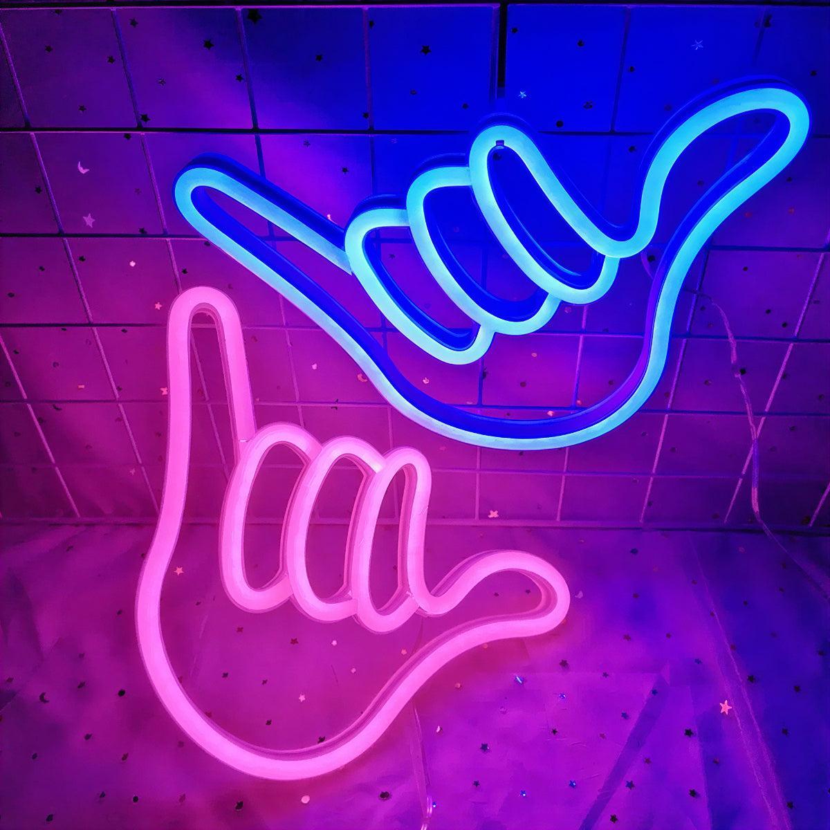 Neon Wall Light For Aesthetic Room Decor With Hang Loose Sign