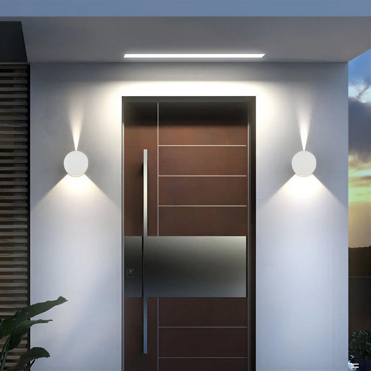 Outdoor Exterior Circular Wall Light With Up And Down Beam