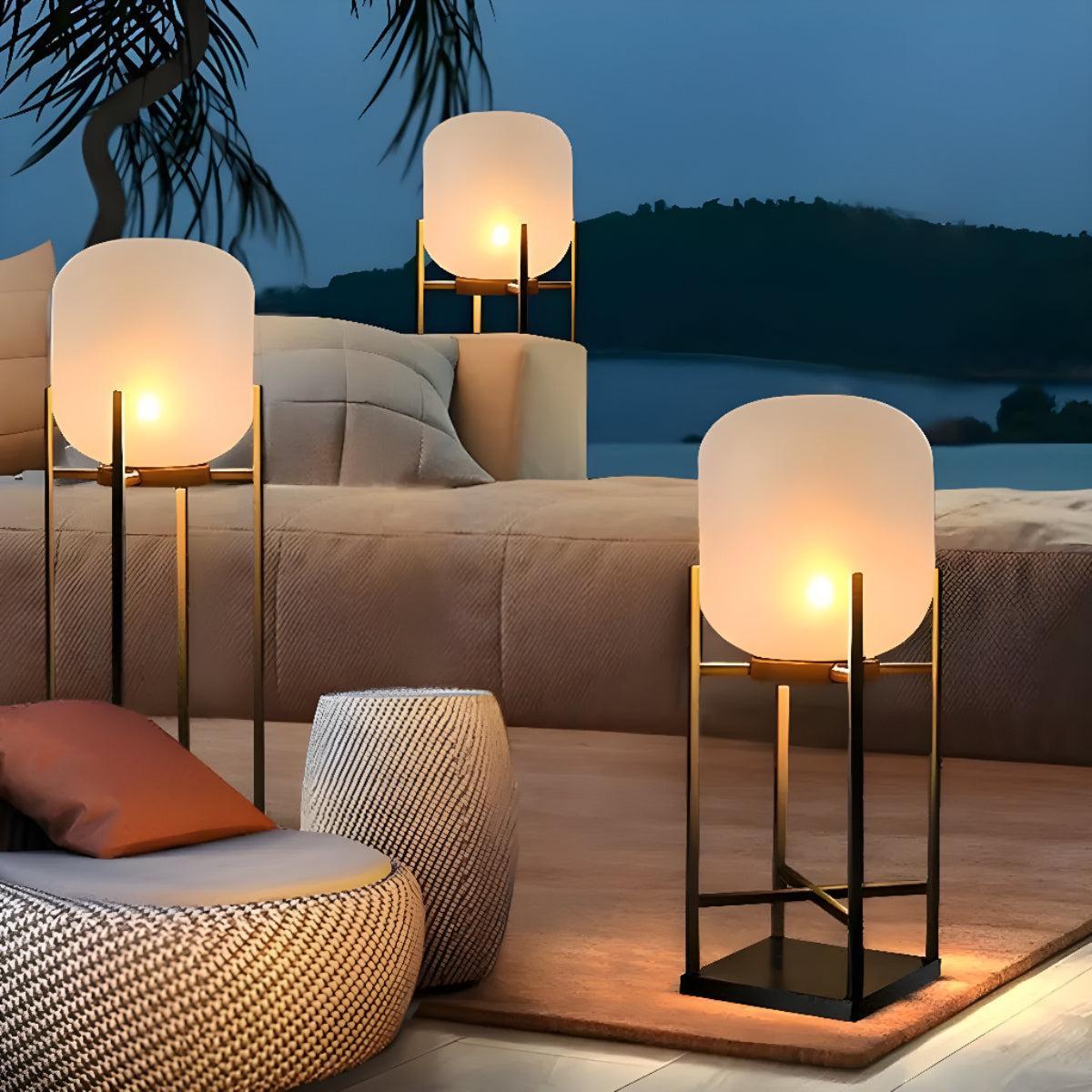 Outdoor Floor Lamp With Lantern Design