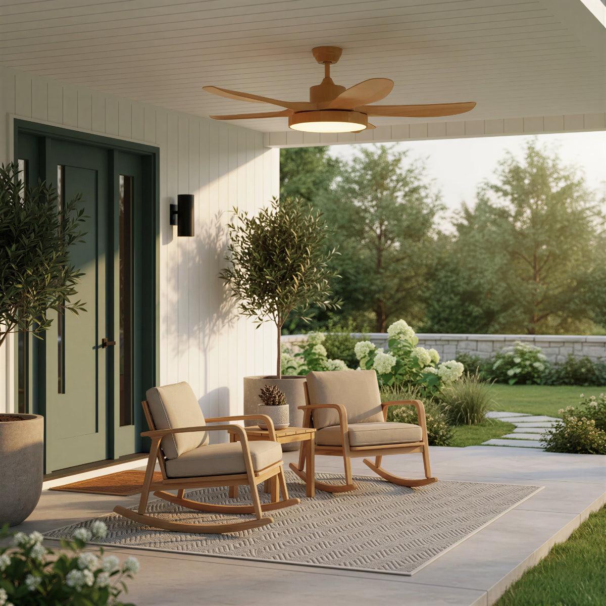 Overhead Ceiling Fan Light With Modern Wood Blades