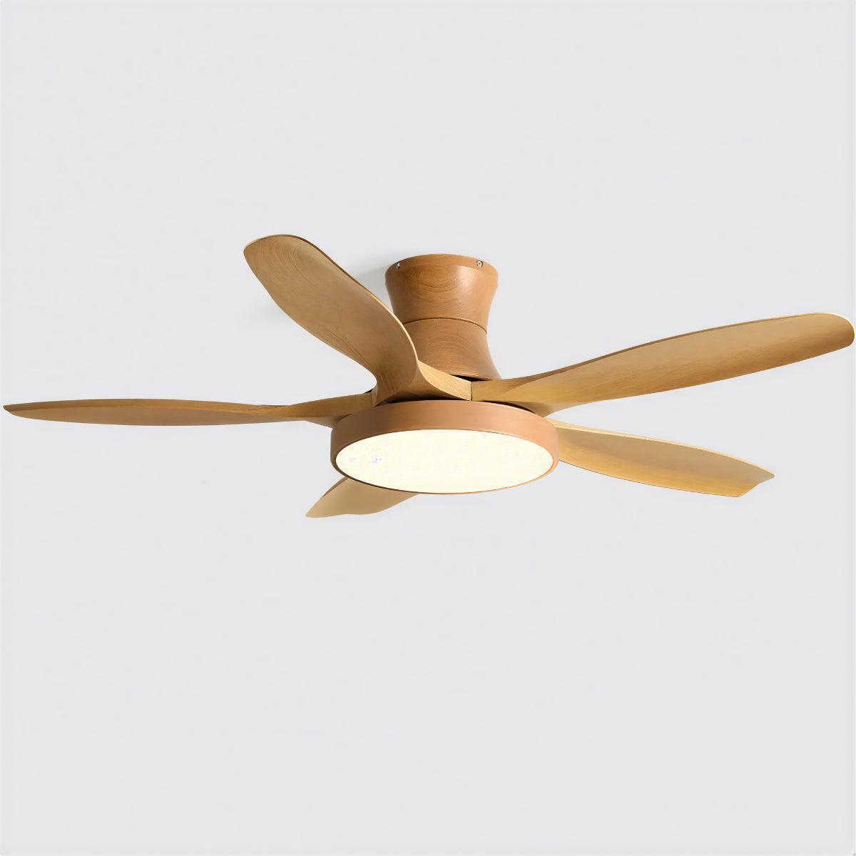 Overhead Ceiling Fan Light With Modern Wood Blades