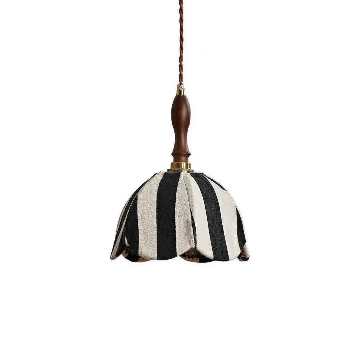 Pendant Light With Striped Tulip-Inspired Art Deco Design