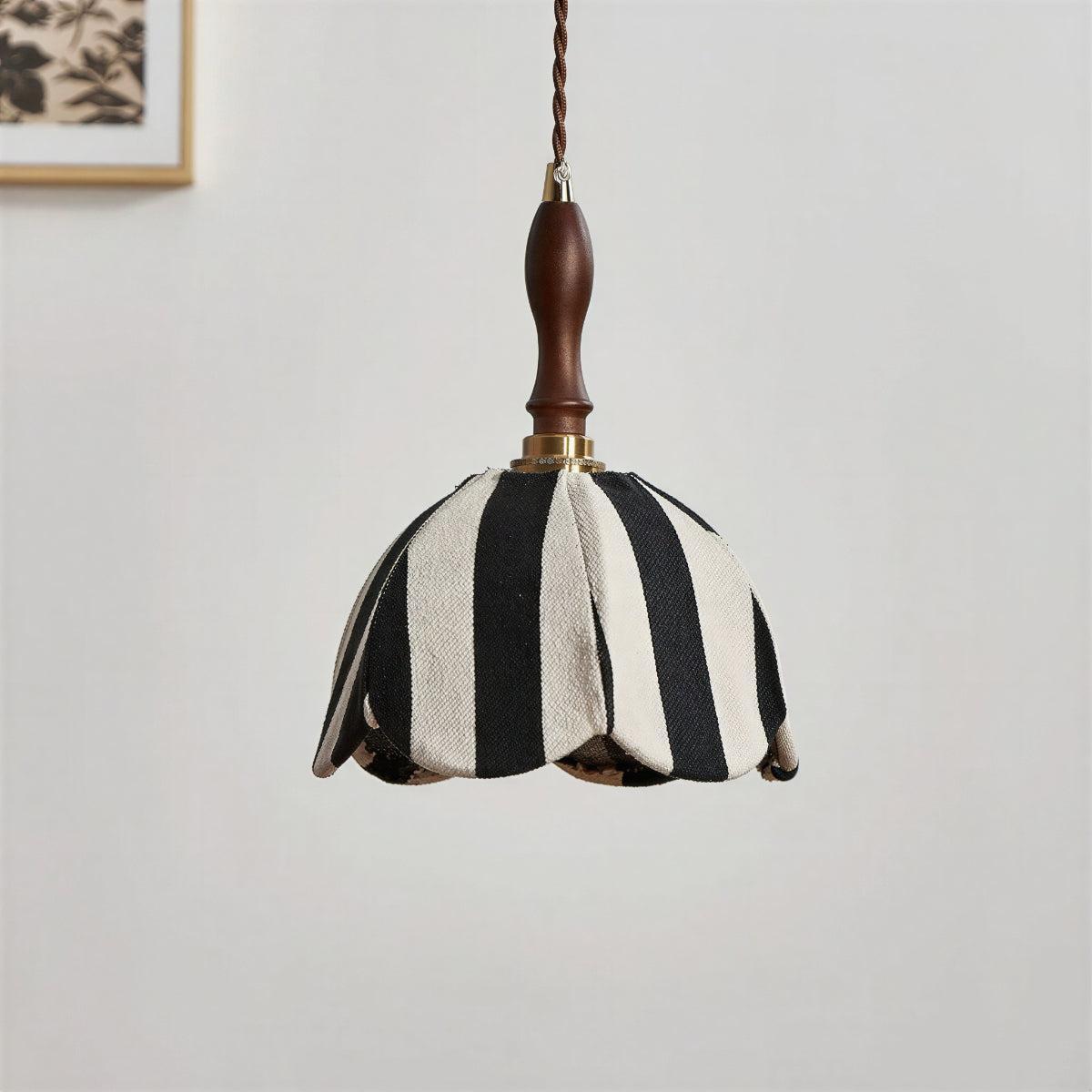 Pendant Light With Striped Tulip-Inspired Art Deco Design