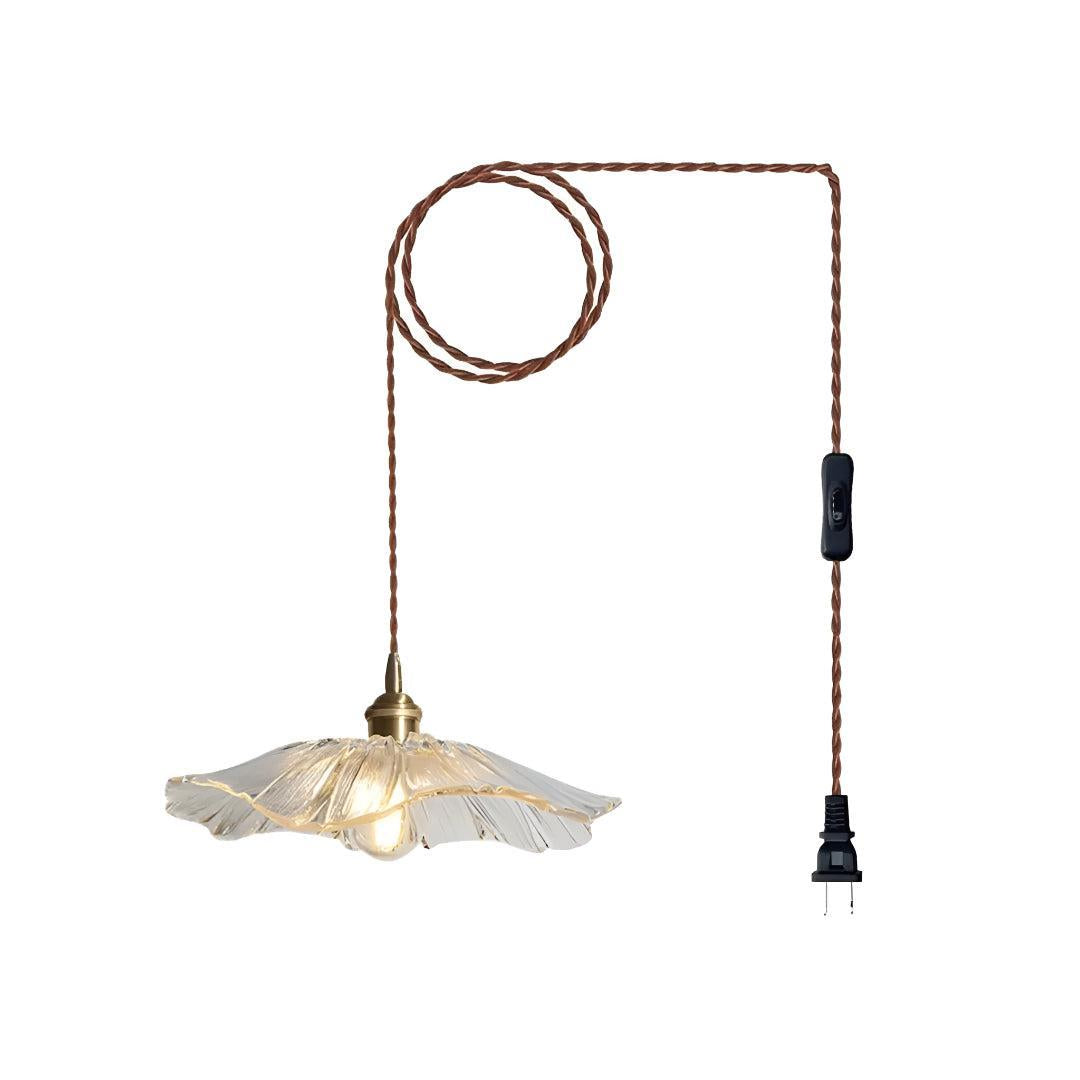 Plug In Flower Glass Pendant Light with Hanging Fixture