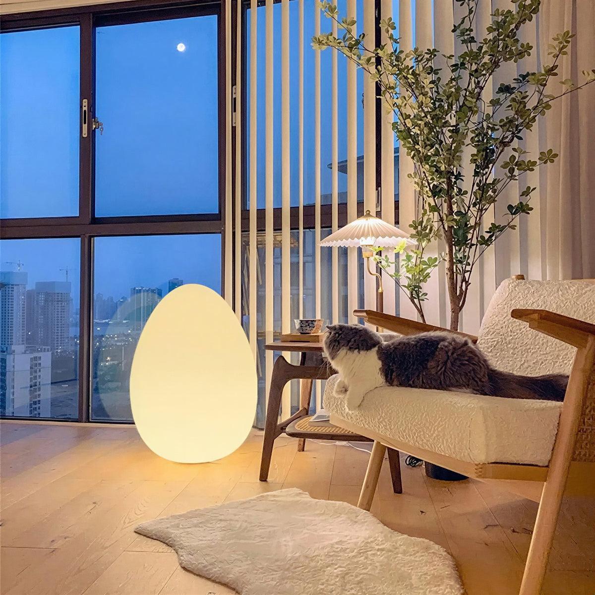 Portable Rechargeable Floor Lamp With Egg Shaped Design