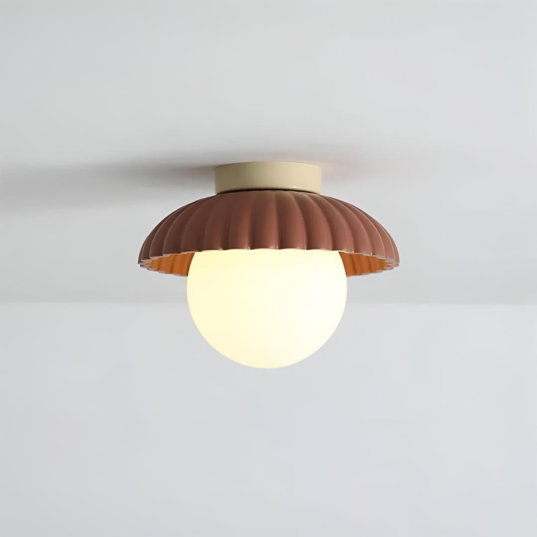 Retro Modern Flush Ceiling Light Lamp with Round Shade