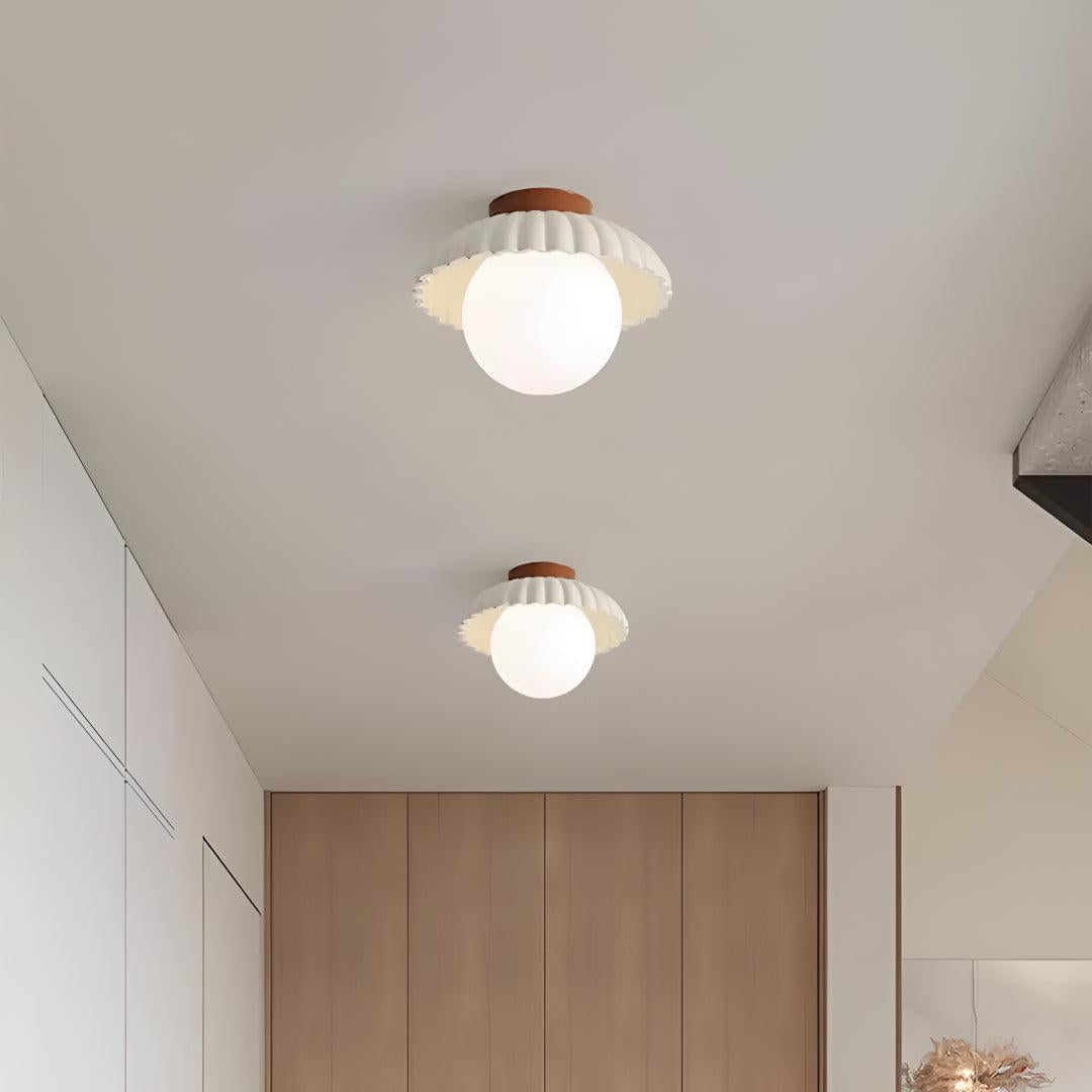 Retro Modern Flush Ceiling Light Lamp with Round Shade