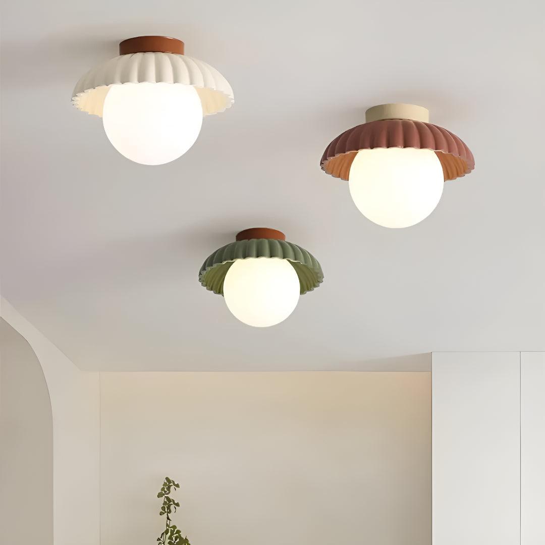 Retro Modern Flush Ceiling Light Lamp with Round Shade