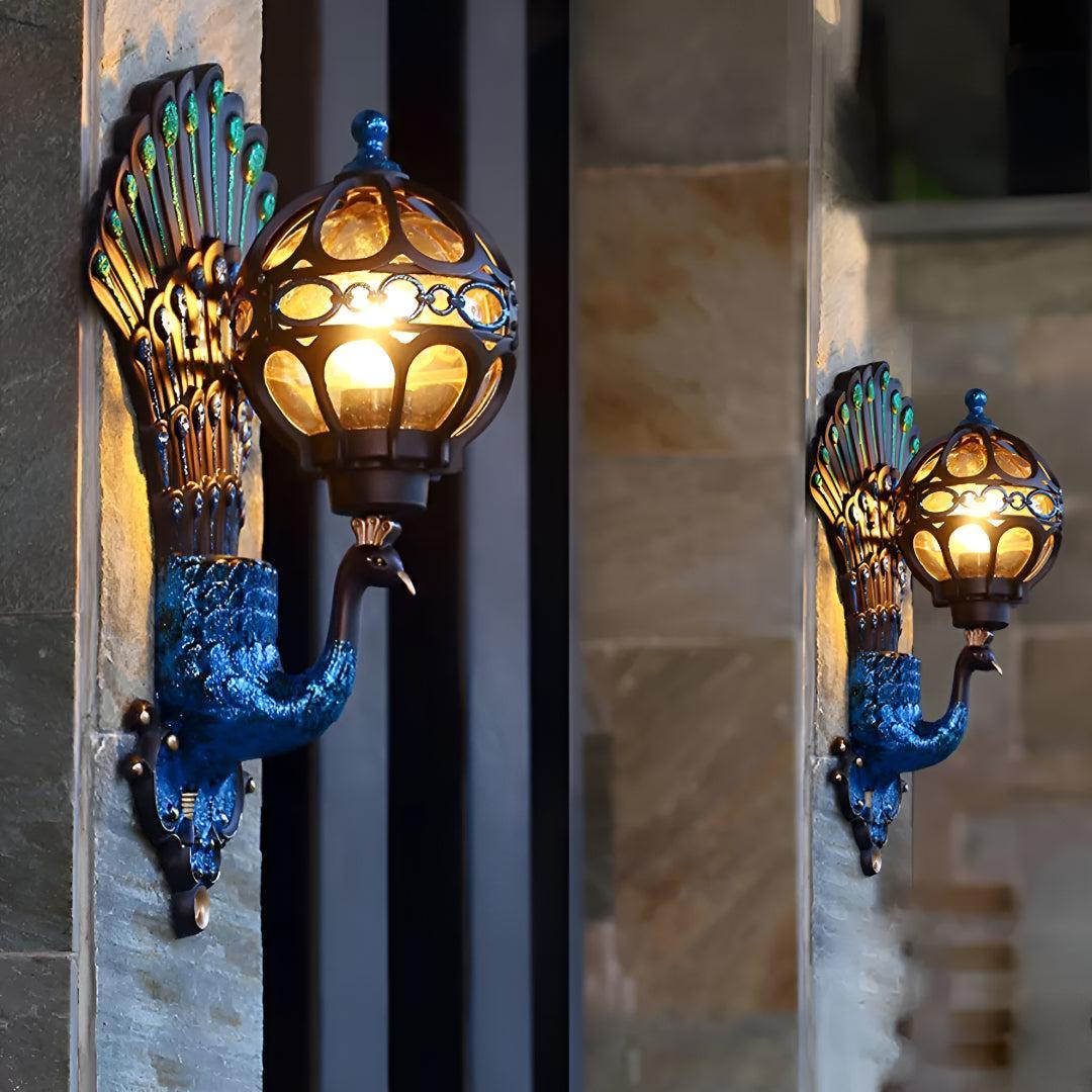 Retro Peacock Exterior Wall Lamp for Outdoor Wall Lighting