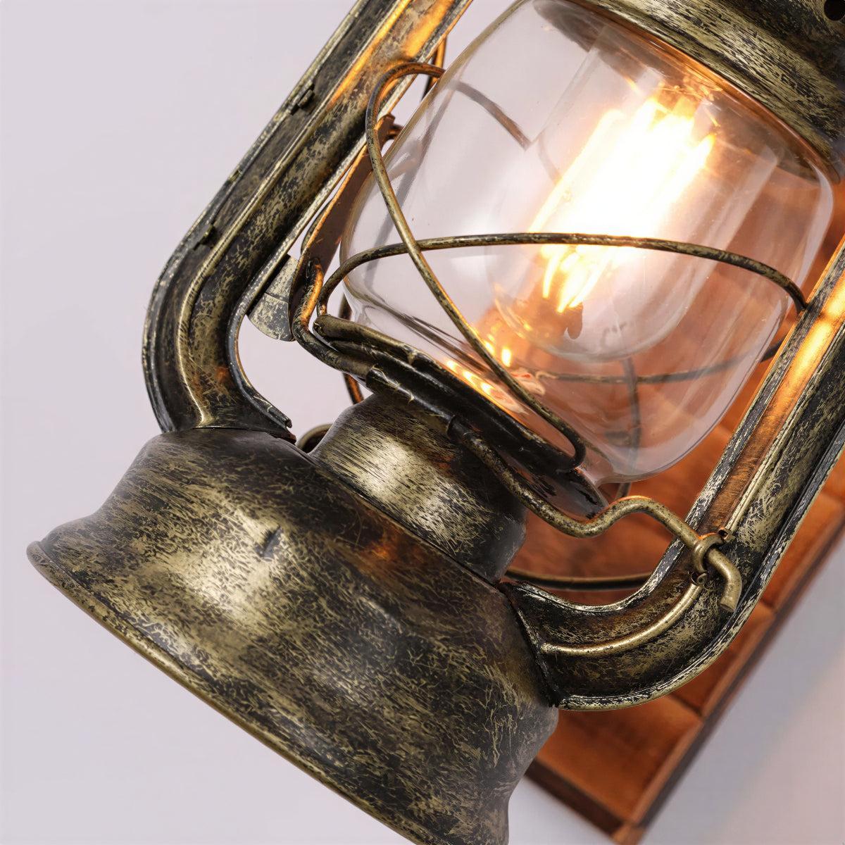 Rustic Industrial Wall Light With Vintage Lantern Design