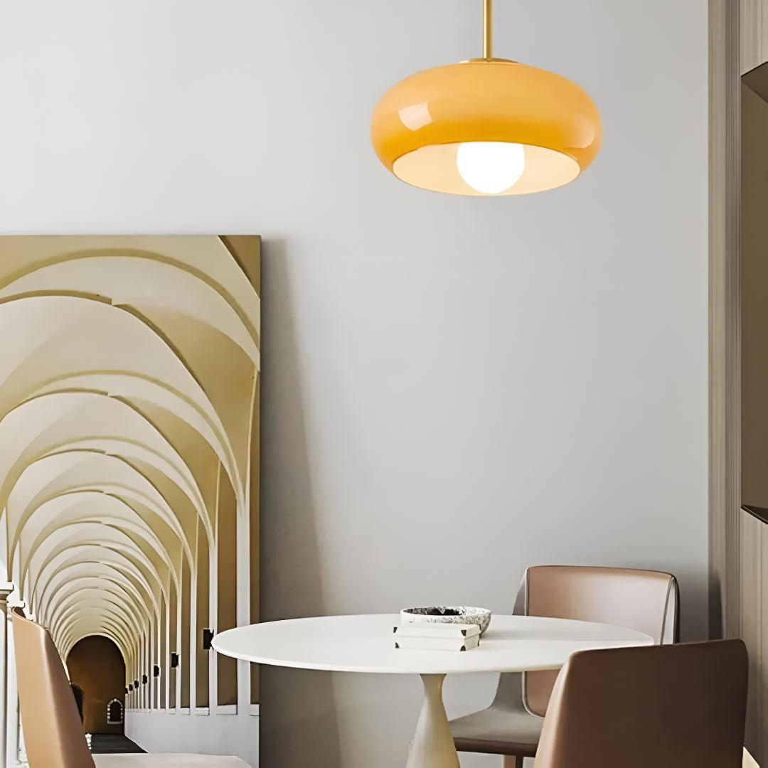 Semi Flush Mount Ceiling Lamp With Glossy Glass Shade Design