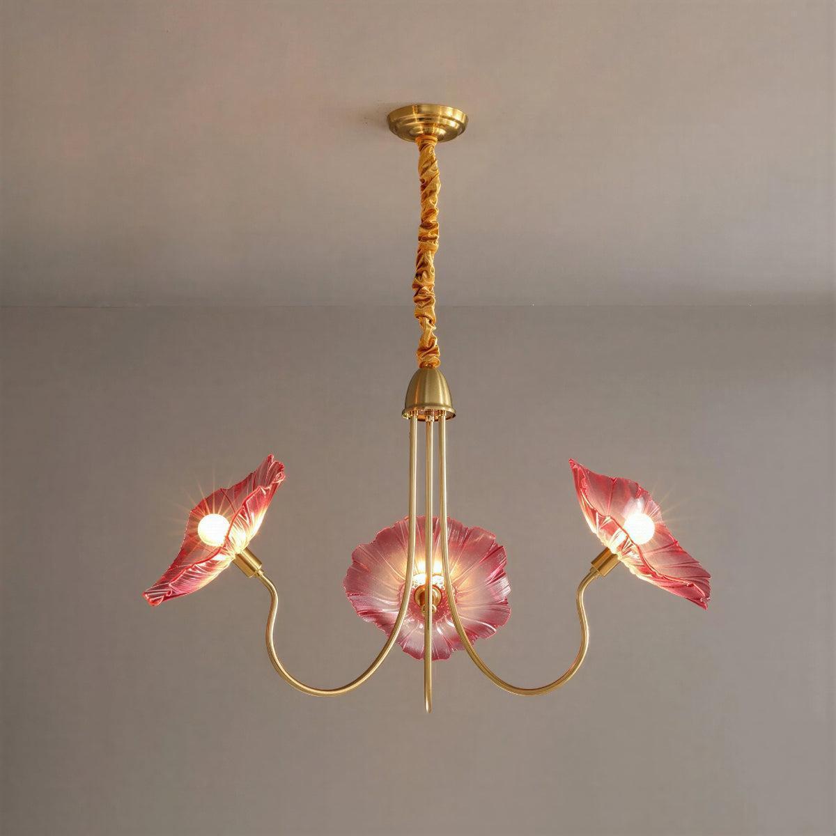 Semi Flush Mount Ceiling Light With Lotus Leaf Chandelier