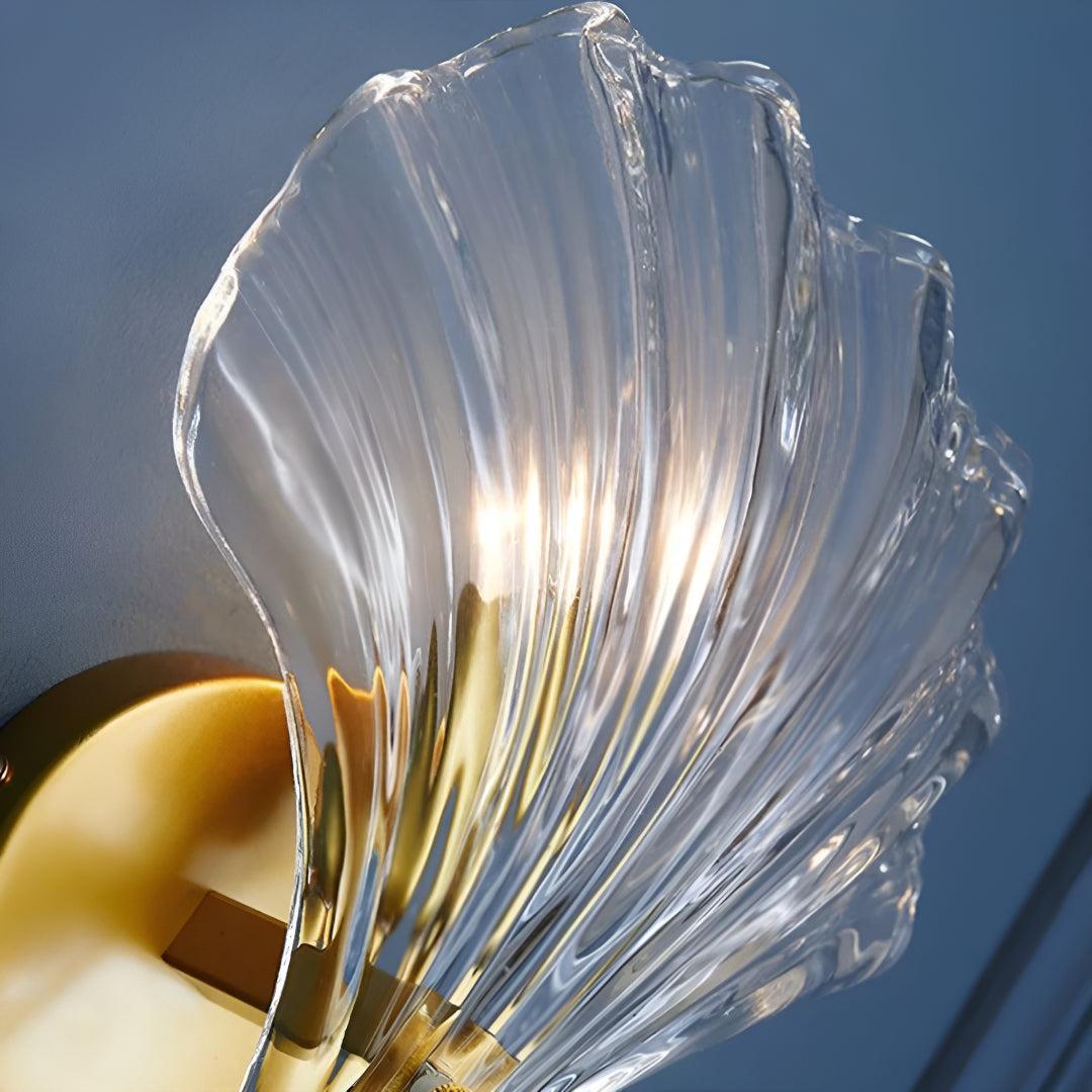 Shell Styled Glass Wall Light Sconce For Bedroom And Living Room