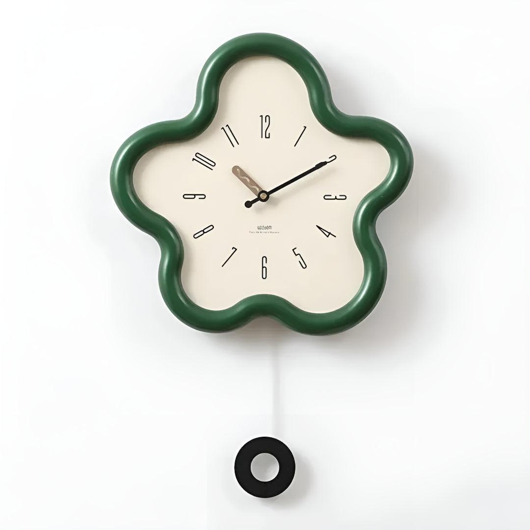 Silent Pendulum Wall Clock With 3D Flower Design