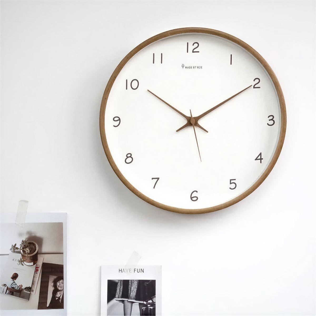 Silent Wooden Analogue Wall Clock
