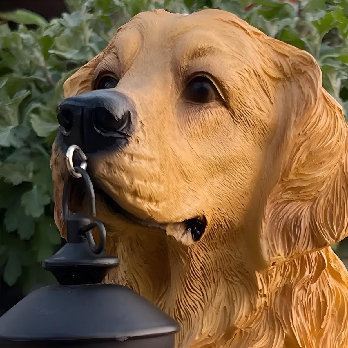 Solar Powered Dog Statue Garden Lights With Lantern