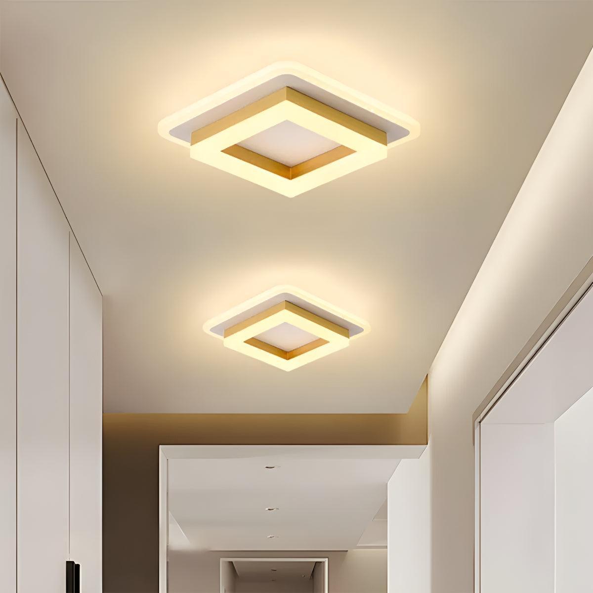 Square Flush Ceiling Light for Hallway and Bedroom