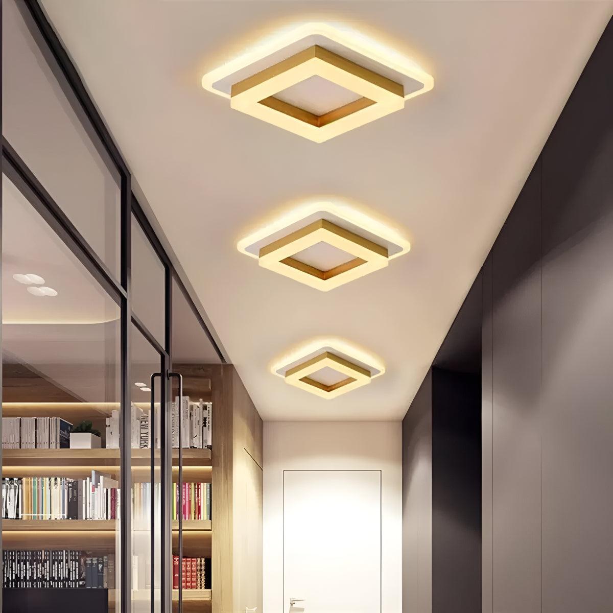 Square Flush Ceiling Light for Hallway and Bedroom