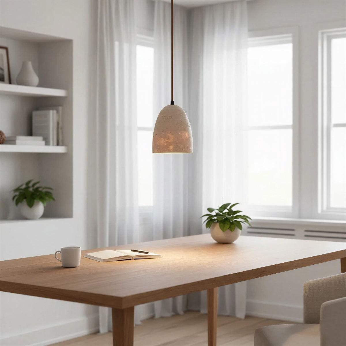 Stone Pendant Light Fitting With Warm Stoney Glow