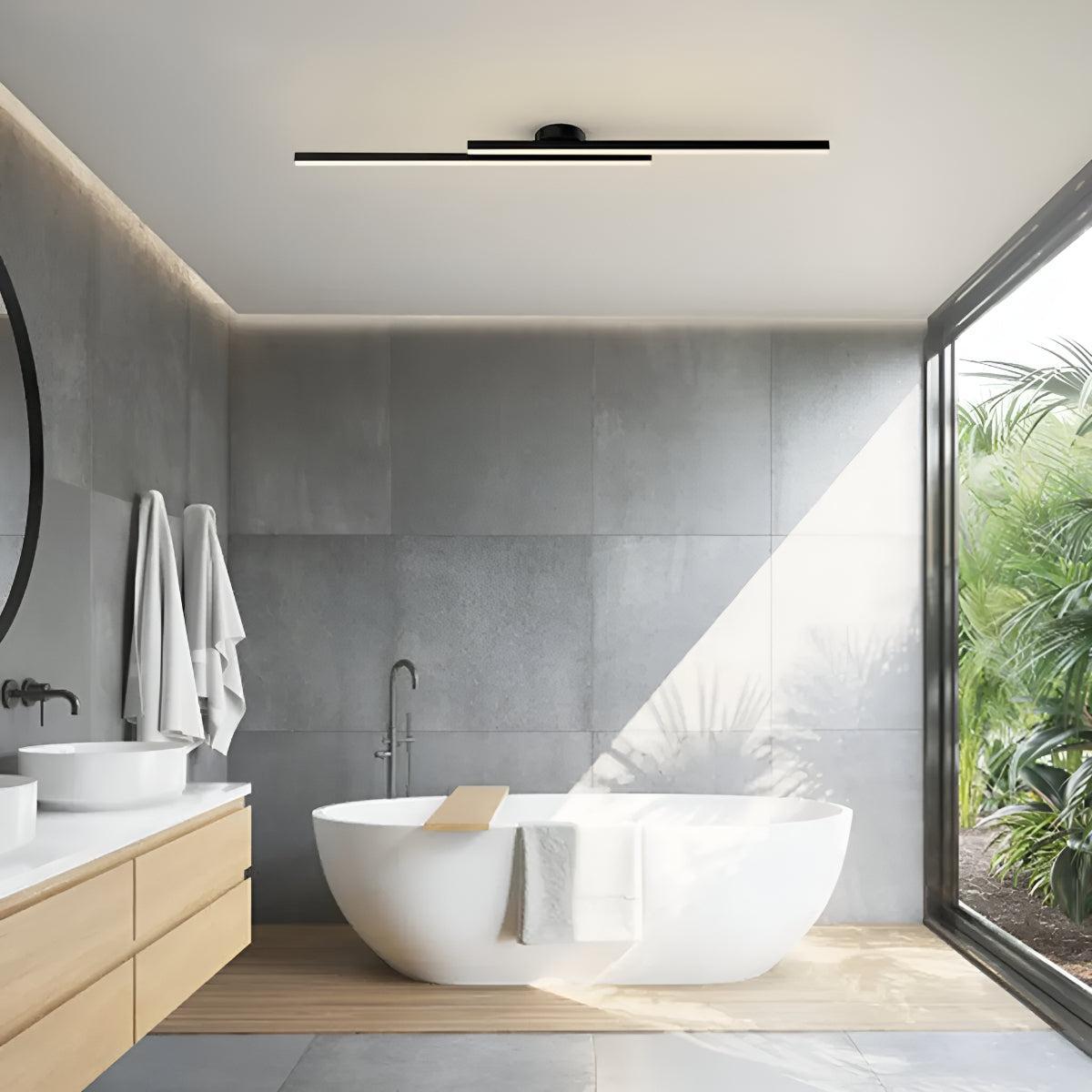 Strip Ceiling Light With Semi Flush Modern Aluminium Design