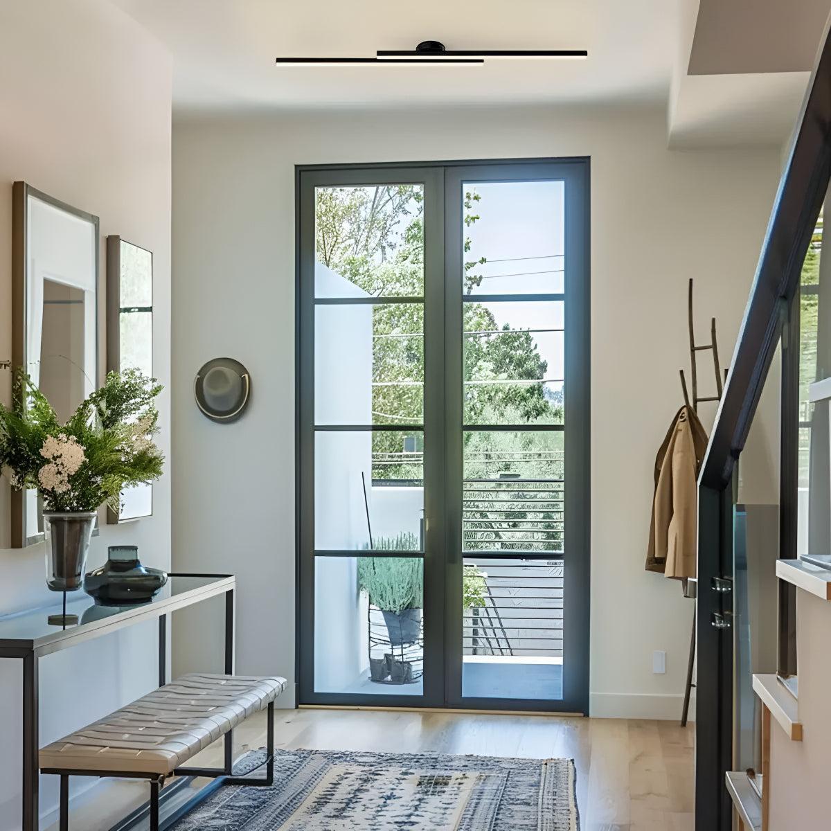 Strip Ceiling Light With Semi Flush Modern Aluminium Design