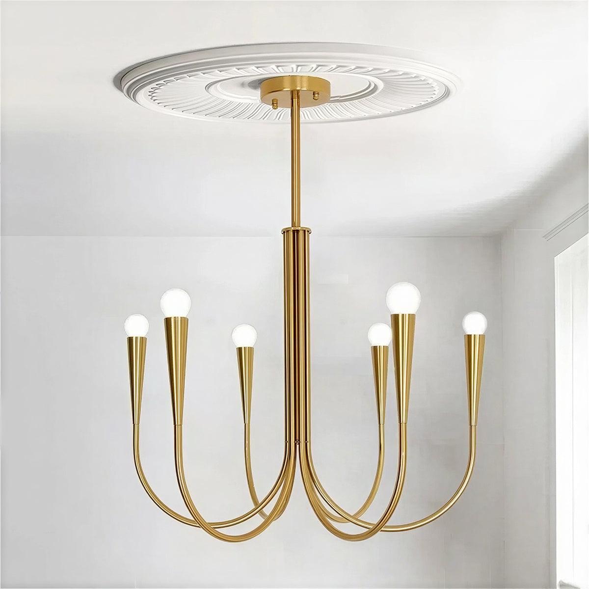 Swoop Arm Chandelier Ceiling Light For Lounge And Sitting Rooms