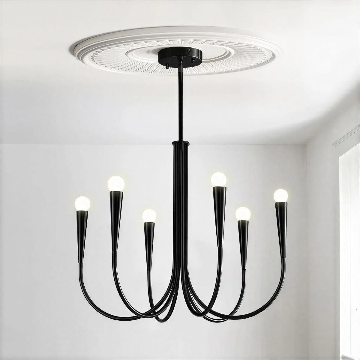 Swoop Arm Chandelier Ceiling Light For Lounge And Sitting Rooms