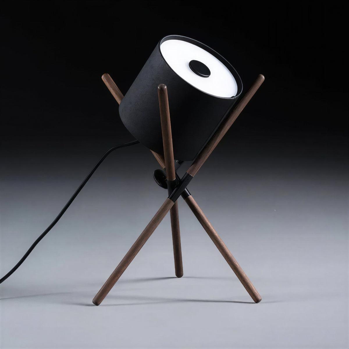 Table Lamp With Modern Tripod Base And Cylindrical Drum Shade