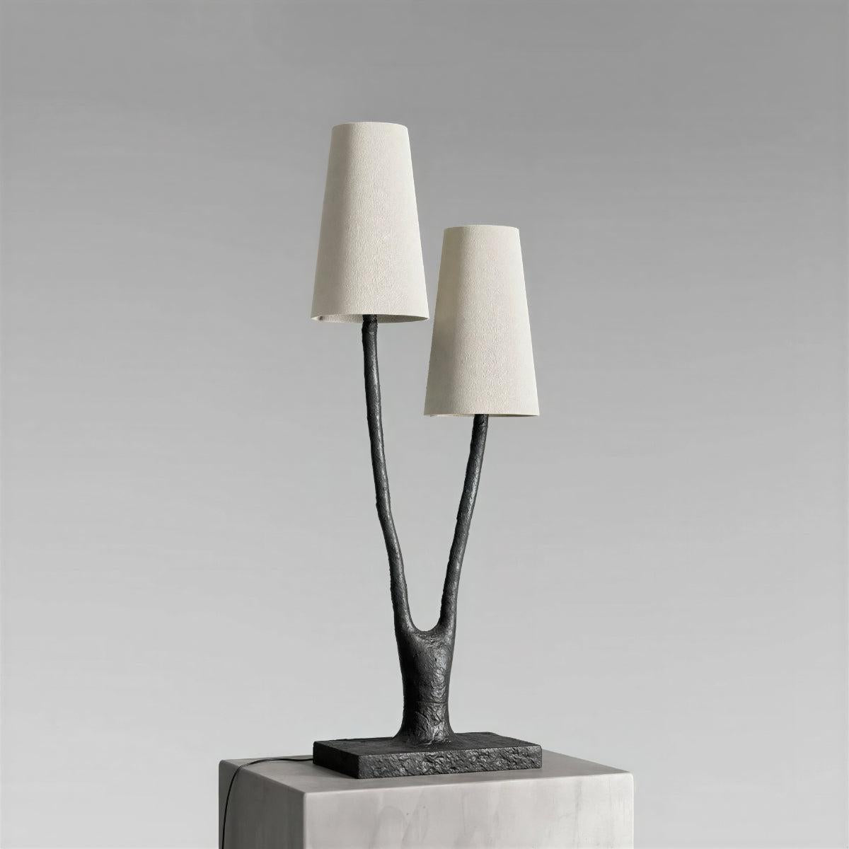Table Lamp With Twin Stems And Shades