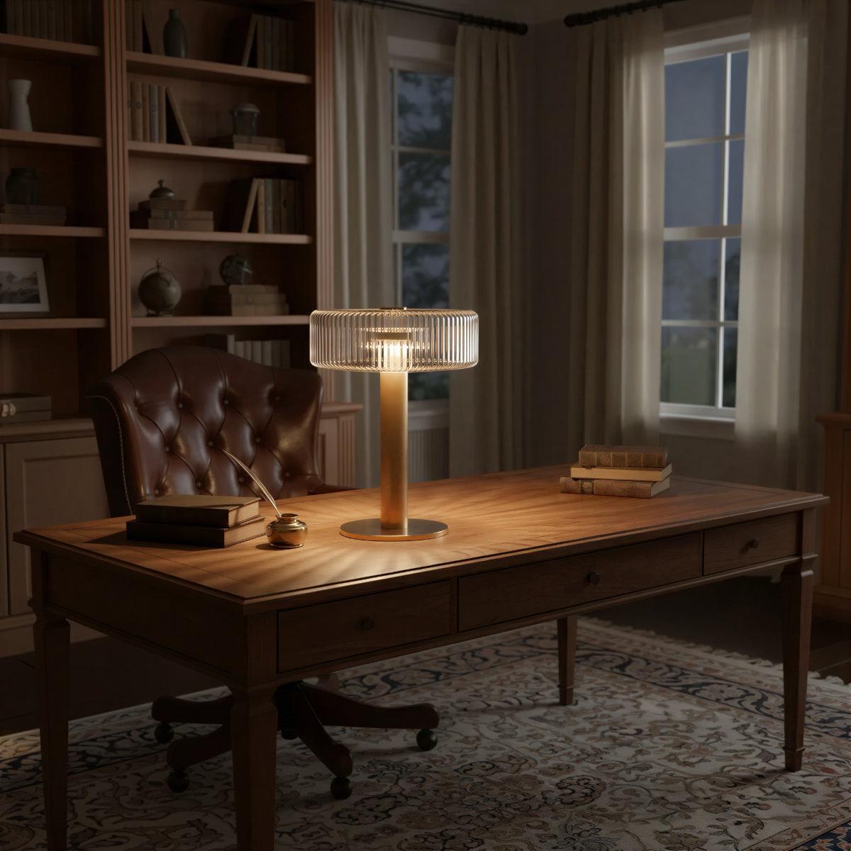 Traditional Bedside Table Lamp For Living Room Featuring Ribbed Shade