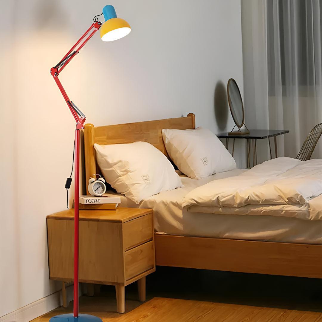 Tri Colour Memphis Floor Lamp With Adjustable Arm And Modern Design