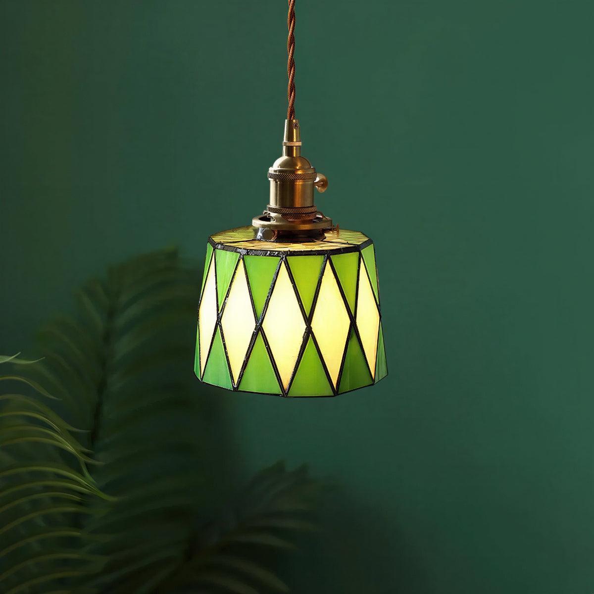 Vintage Stained Glass Pendant Light