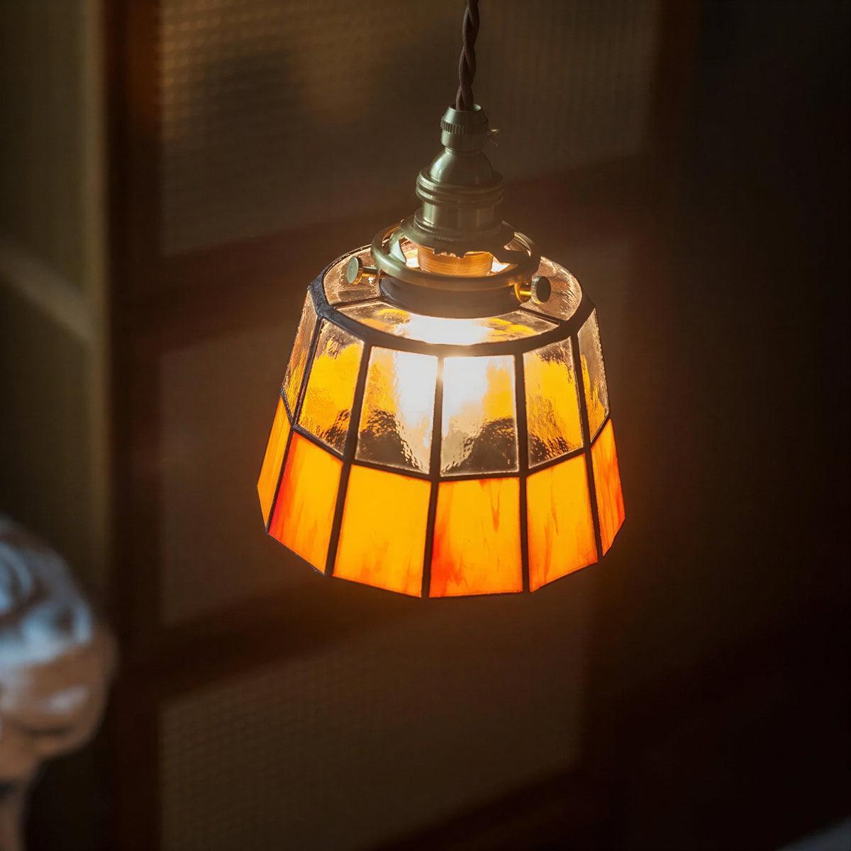 Vintage Stained Glass Pendant Light