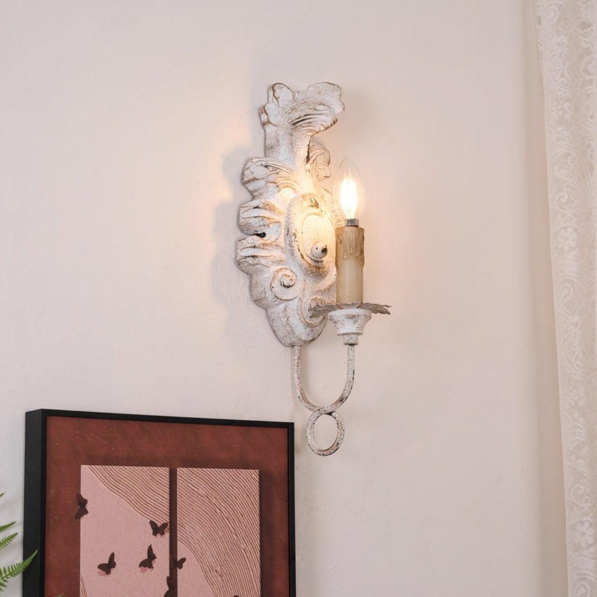 Vintage Wall Light Featuring Classical French Style Ornate Candle Sconce