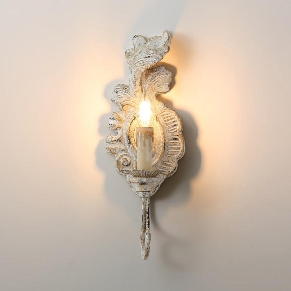 Vintage Wall Light Featuring Classical French Style Ornate Candle Sconce