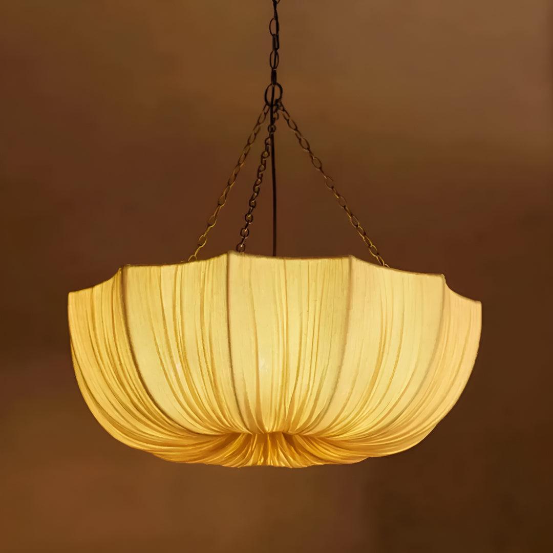 Wabi Sabi Modern Pendant Ceiling Light With Sculpted Linen Design