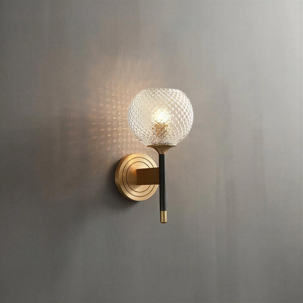 Wall Light Sconce With Textured Glass Globe