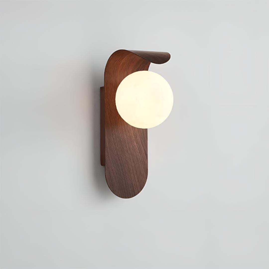 Wall Sconce Light With Modern Globe Design and Wooden Frame