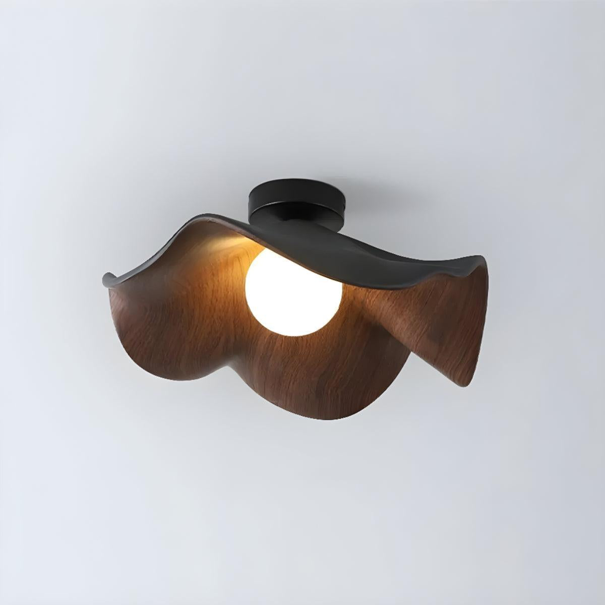 Wooden Casia Flush Ceiling Light With Modern Design