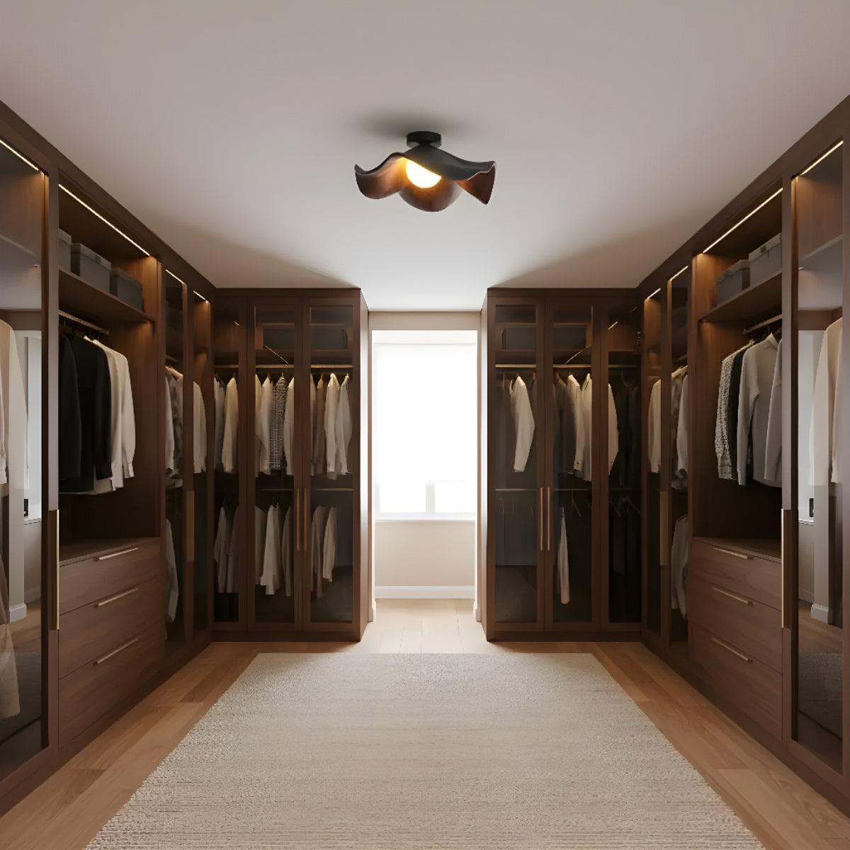 Wooden Casia Flush Ceiling Light With Modern Design