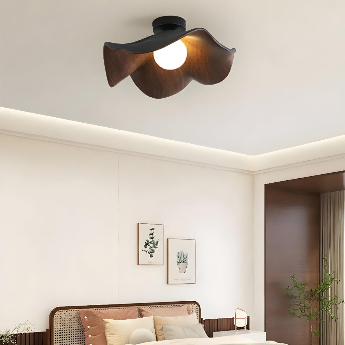 Wooden Casia Flush Ceiling Light With Modern Design