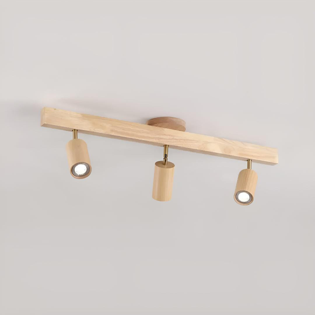 Wooden Track Ceiling Light with Adjustable Spotlights