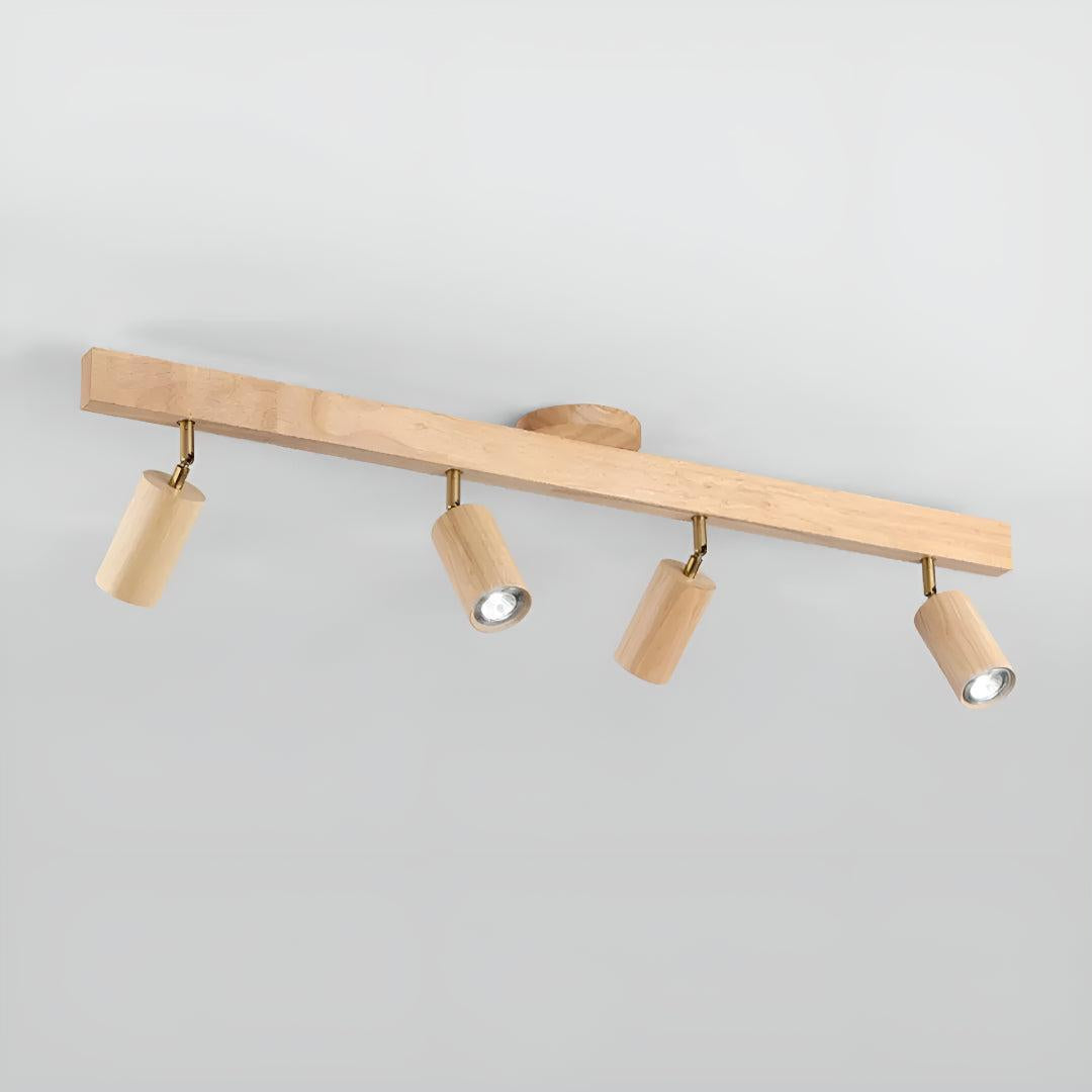 Wooden Track Ceiling Light with Adjustable Spotlights