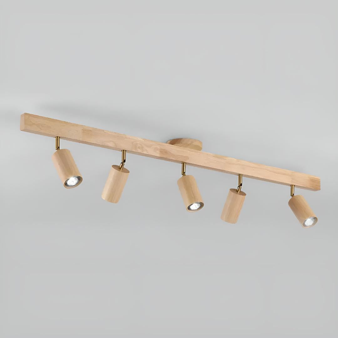 Wooden Track Ceiling Light with Adjustable Spotlights