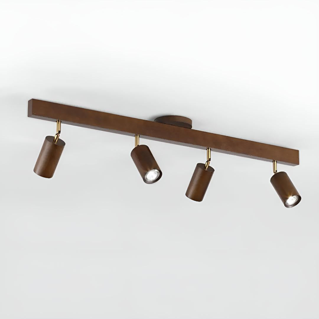 Wooden Track Ceiling Light with Adjustable Spotlights